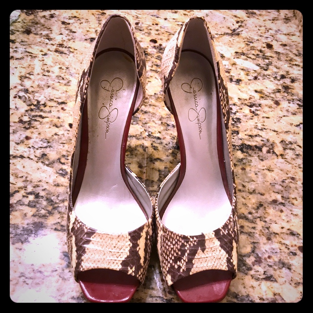 Snake print high heels